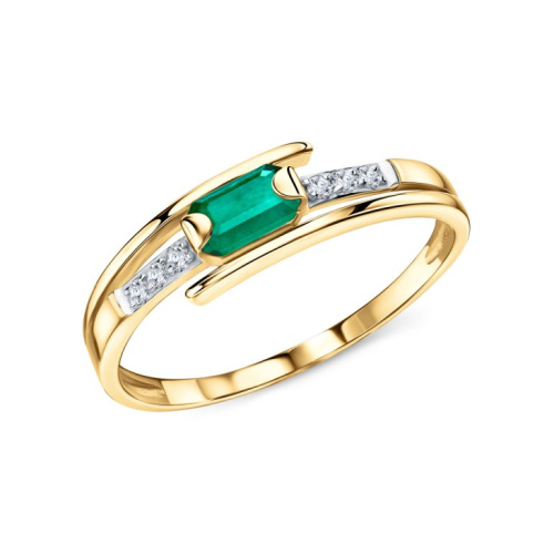 Золотое кольцо с бриллиантами природными и изумрудами природными