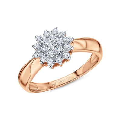 Золотое кольцо с бриллиантами природными