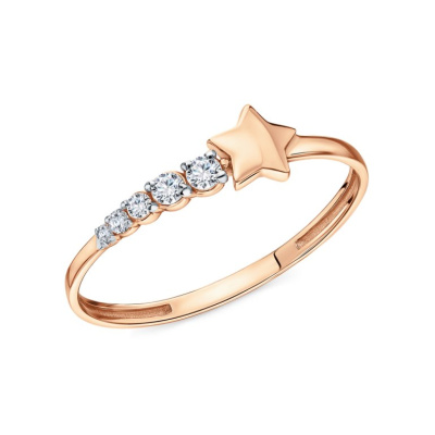 Золотое кольцо с фианитами