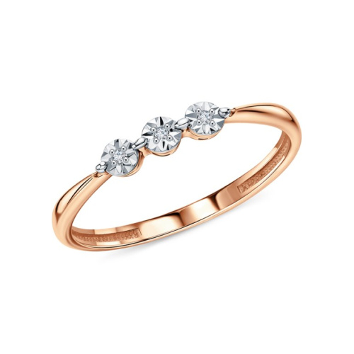 Золотое кольцо с бриллиантами природными