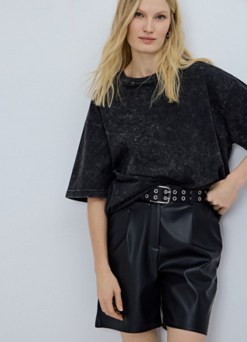 Футболка оверсайз с эффектом стирки, Серый