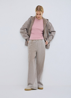 Базовые широкие брюки с эффектом стирки, Бежевый