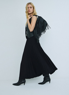 Плиссированная юбка миди A-силуэта, Черный