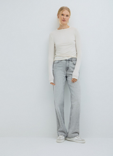 Лонгслив с шёлком, Бежевый