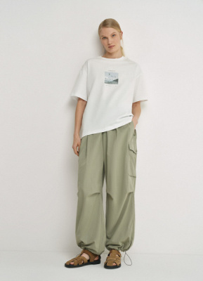 Футболка с географическим принтом O'STIN х Экспедиция, Белый