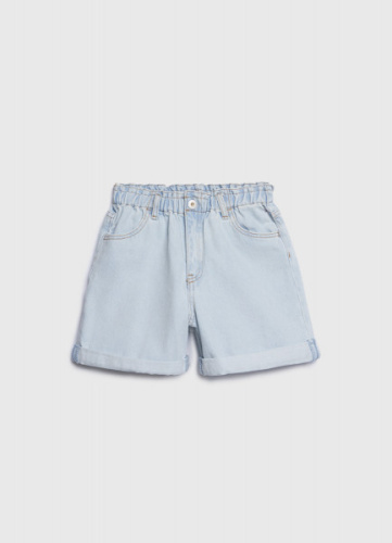 Джинсовые шорты на резинке с поясом, Голубой