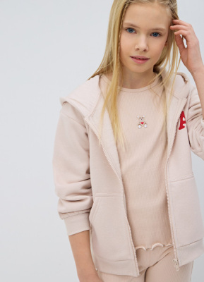 Лонгслив в рубчик для девочек, Бежевый