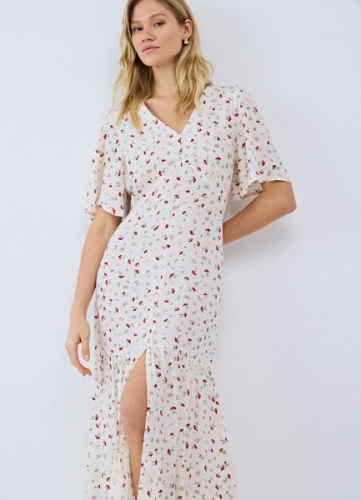 Платье миди из вискозы, Белый