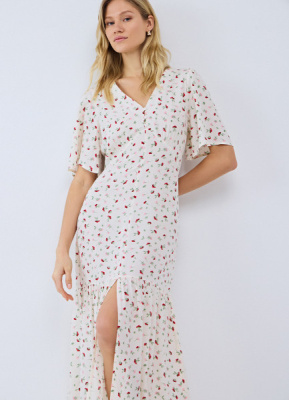 Платье миди из вискозы, Белый