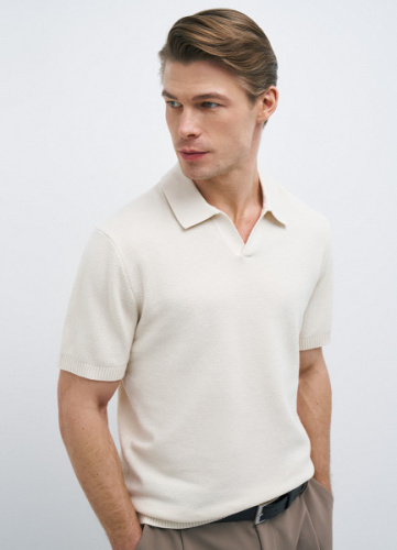 Поло текстурной вязки, Белый