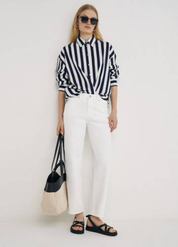 Прямые укороченные джинсы, Белый