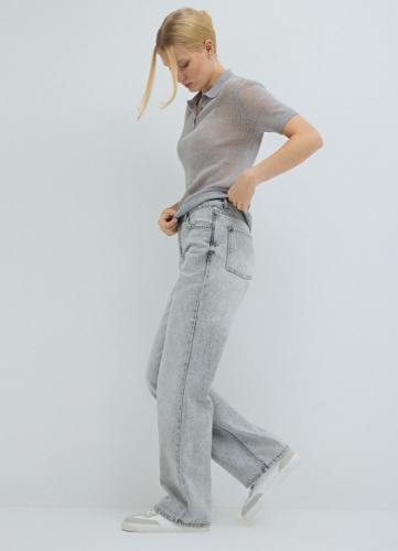 Широкие джинсы со средней посадкой, Серый