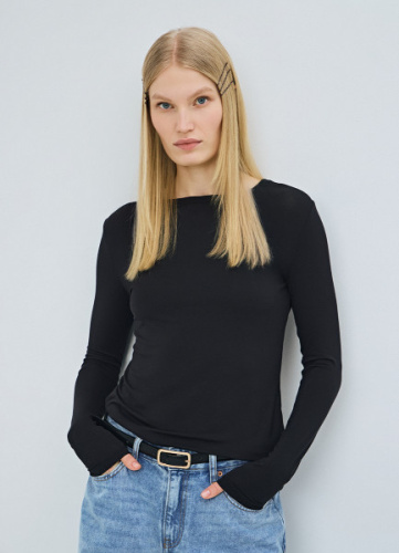 Лонгслив с шёлком, Черный