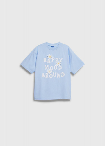 Свободная футболка для девочек, Голубой