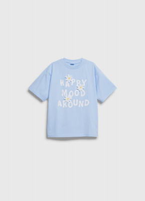 Свободная футболка для девочек, Голубой