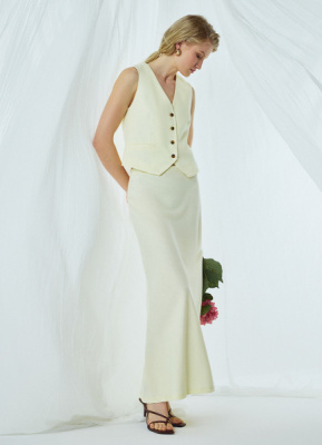 Прямая макси-юбка с эластичным поясом, Желтый