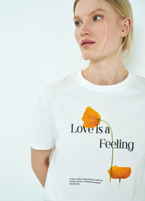 Футболка с цветочным принтом, Белый