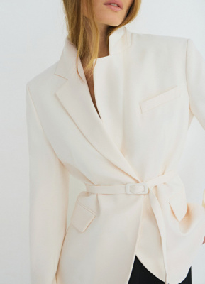 Однобортный жакет из поливискозы, Бежевый