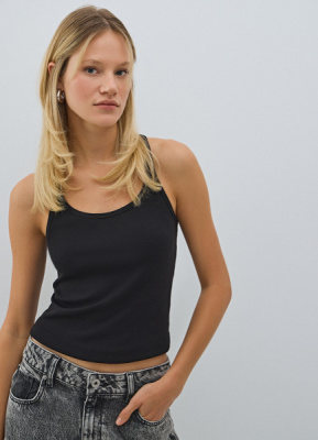 Майка в рубчик, Черный