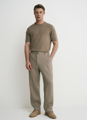 Брюки изо льна, Бежевый