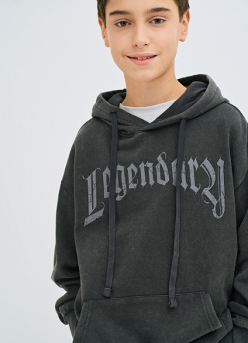 Худи с принтом для мальчиков, Серый