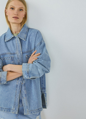 Джинсовая куртка-рубашка, Голубой
