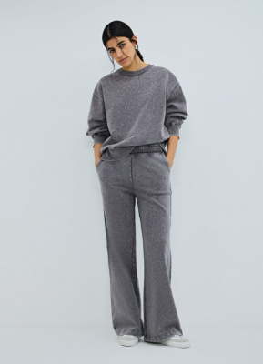 Базовые широкие брюки с эффектом стирки, Серый