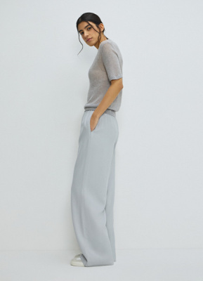 Прямые брюки с поясом на резинке, Серый