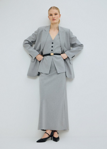 Юбка макси из поливискозы, Серый