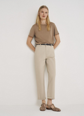 Брюки-чиносы с поясом, Бежевый