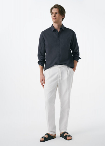 Рубашка из смесового льна, Серый