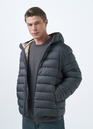 Базовая ультралёгкая куртка с капюшоном, Серый