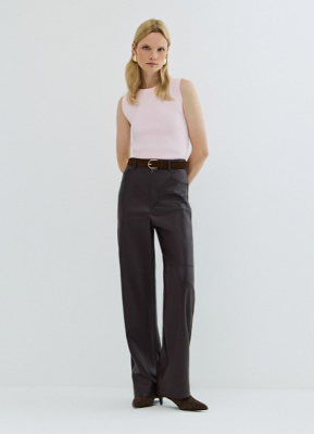 Прямые брюки из искусственной кожи, Фиолетовый