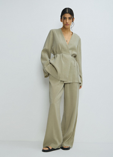 Широкие брюки из модала, Зеленый