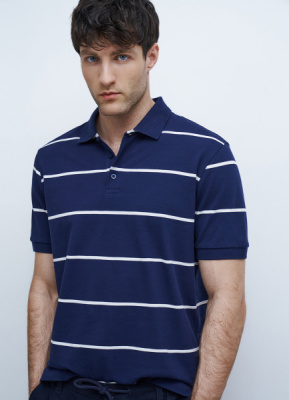 Поло в полоску, Синий