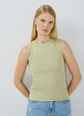 Базовая майка в рубчик, Зеленый