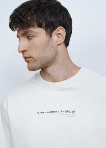 Футболка из джерси с текстовым принтом  , Белый