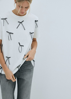 Футболка с декором, Белый