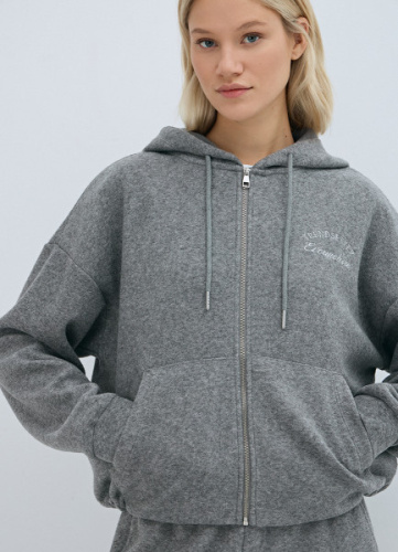 Толстовка на молнии со стопперами, Серый