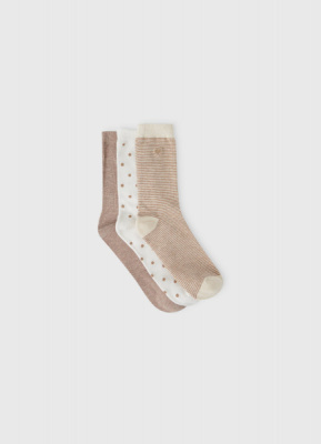 Носки с вышивкой, 3 пары, Бежевый