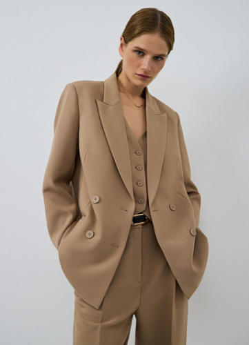 Двубортный жакет, Бежевый