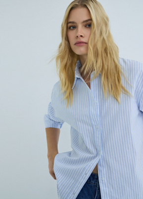 Хлопковая рубашка, Голубой