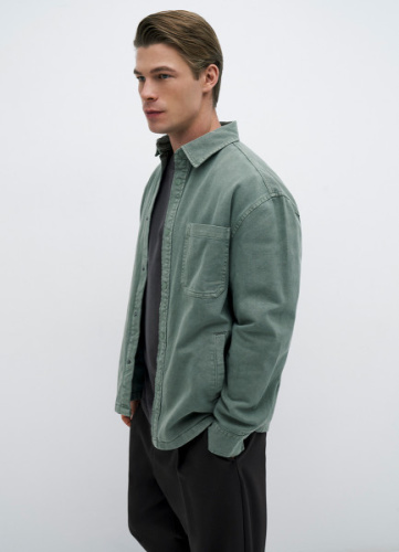 Рубашка из хлопкового твила, Зеленый