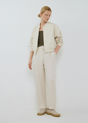 Зауженные книзу брюки изо льна, Бежевый