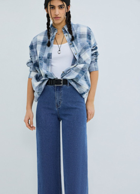 Фланелевая рубашка в клетку, Голубой