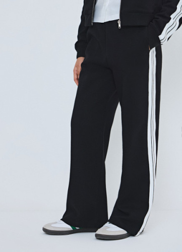 Широкие трикотажные брюки для девочек, Черный