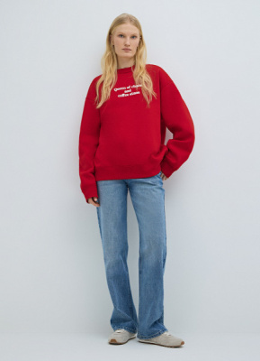 Свитшот оверсайз с принтом, Красный