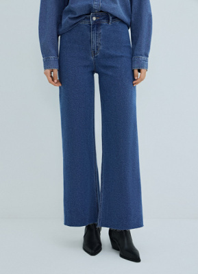 Широкие джинсы с высокой посадкой, Синий