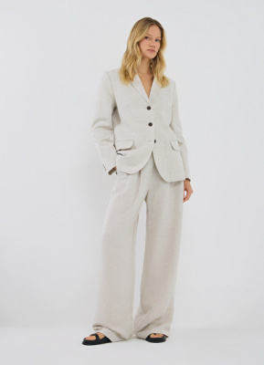 Широкие брюки со льном, Бежевый