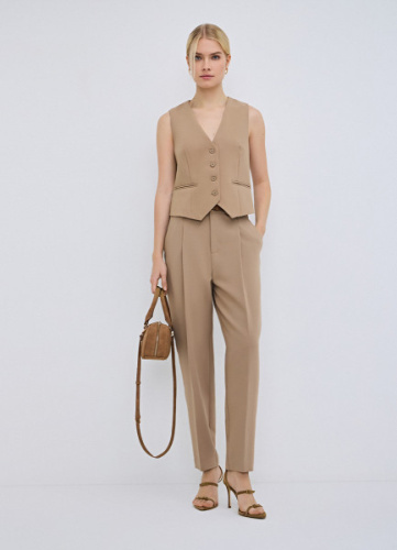 Зауженные брюки с ремнём, Бежевый